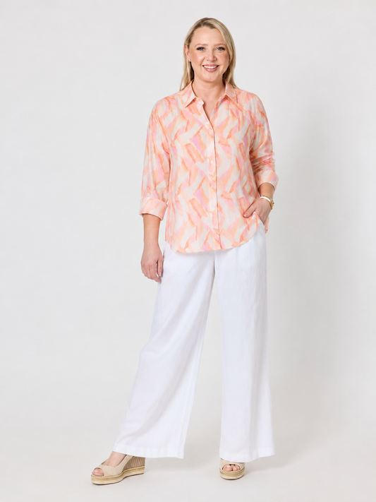 Gordon Smith Tuscan Sunset Print Shirt (Mandarin Multi)