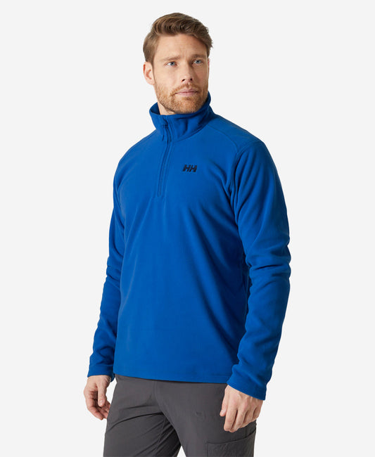 Image of a model wearing Outerwear. Product name - DAYBREAKER 1/2 ZIP FLEECE, Cobalt 2.0 in Cobalt . colour by brand - Helly Hansen