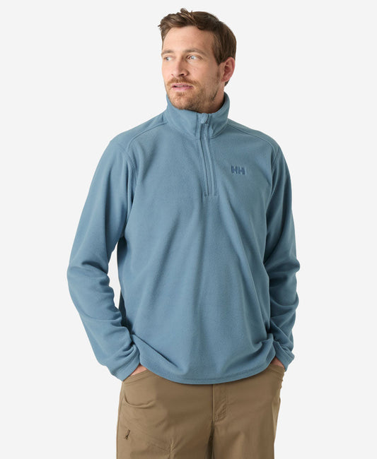 Image of a model wearing Outerwear. Product name - DAYBREAKER 1/2 ZIP FLEECE, Washed Navy in Washed Navy colour by brand - Helly Hansen