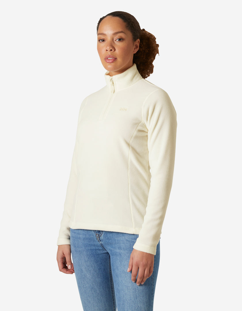 Image of a model wearing Outerwear. Product name - W DAYBREAKER 1/2 ZIP FLEECE, Snow in Snow colour by brand - Helly Hansen