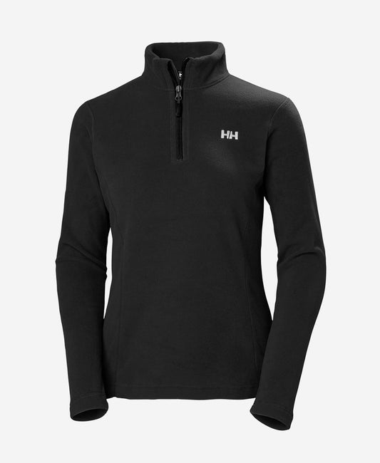 Image of a model wearing Outerwear. Product name - W DAYBREAKER 1/2 ZIP FLEECE, 991 Black in Black colour by brand - Helly Hansen