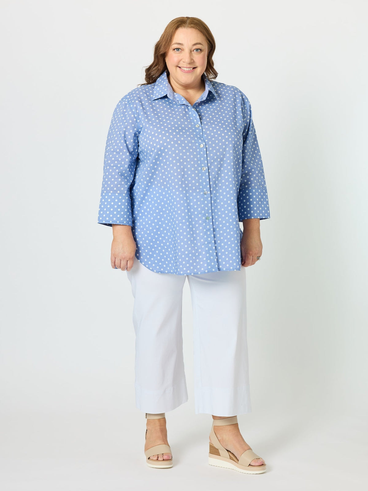 Gordon Smith Summer Spot Print Cotton Shirt (Blue)