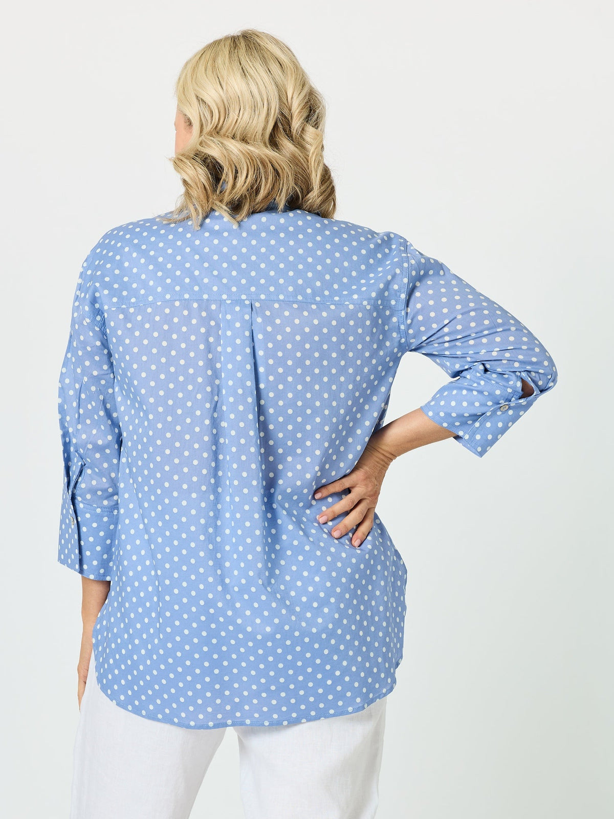 Gordon Smith Summer Spot Print Cotton Shirt (Blue)