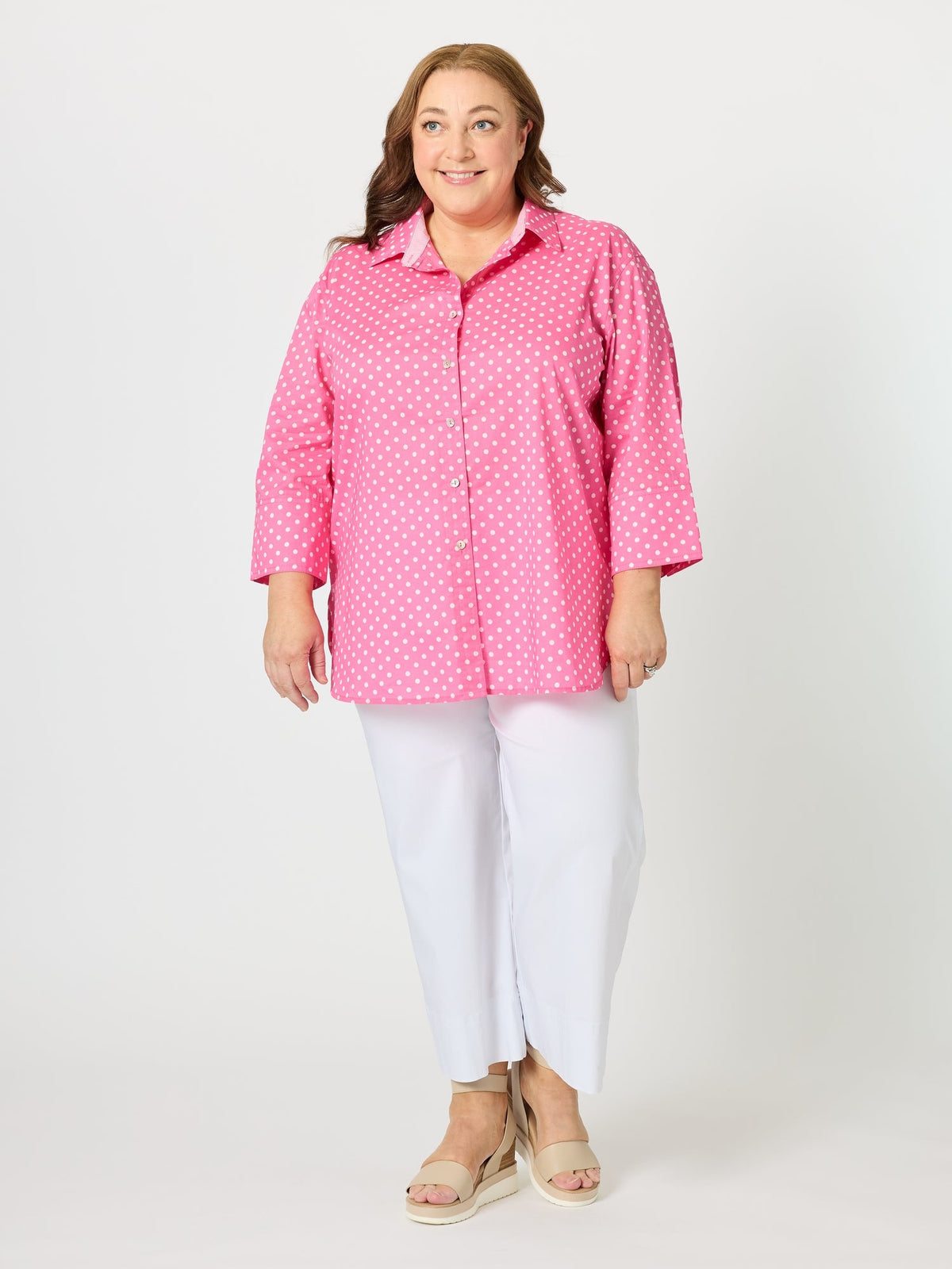 Gordon Smith Summer Spot Print Cotton Shirt (Pink)