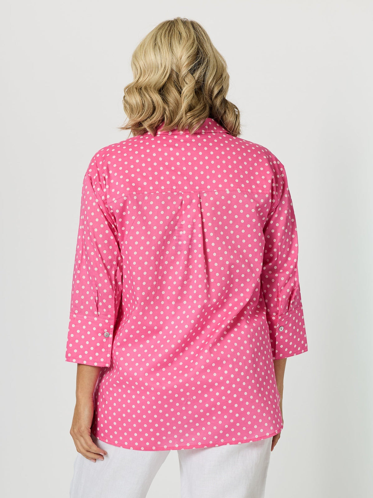 Gordon Smith Summer Spot Print Cotton Shirt (Pink)
