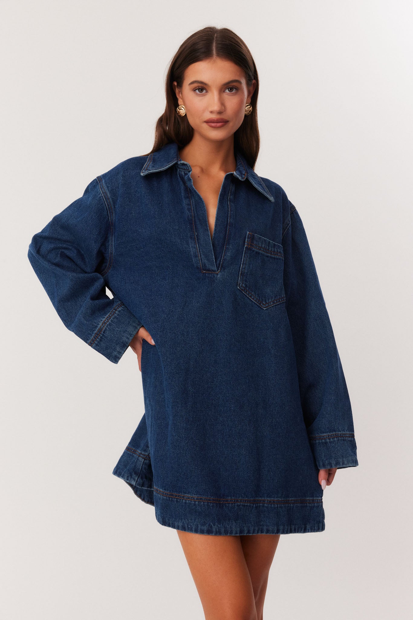 Image of Dresses. Productname: SNDYS DAVIDSON MINI DRESS in Indigo Blue colour by brand - SNDYS