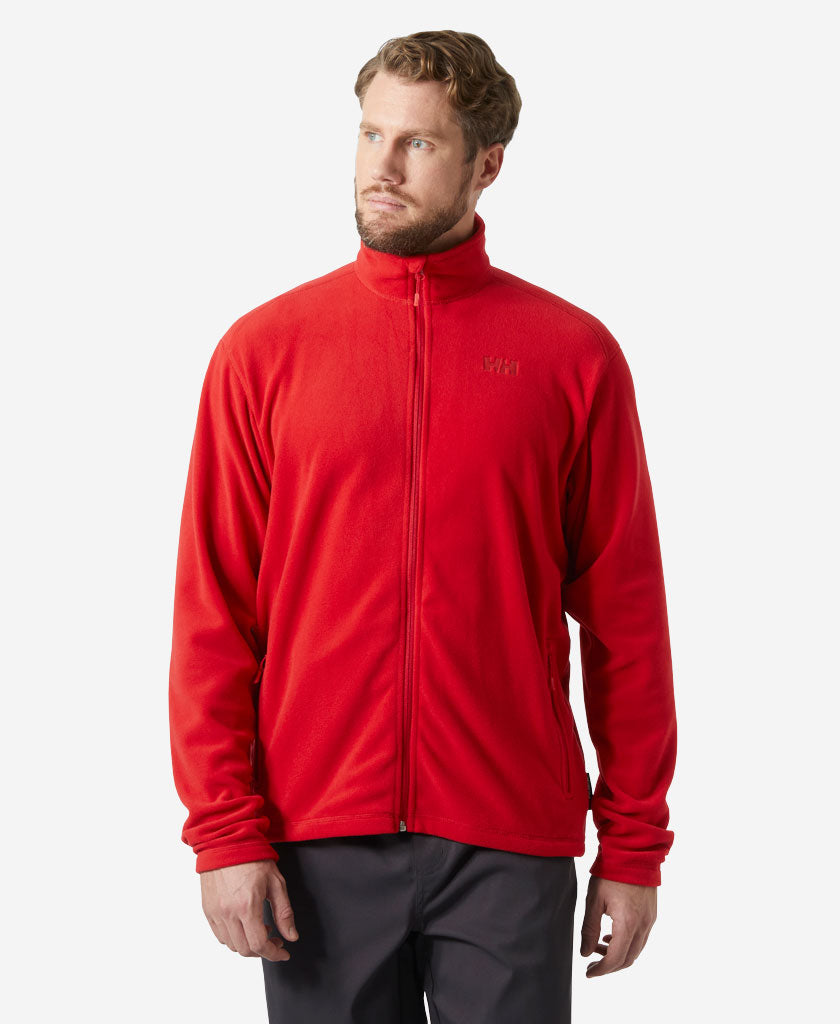 Image of a model wearing Outerwear. Product name - DAYBREAKER FLEECE JACKET, 163 Red in Red colour by brand - Helly Hansen