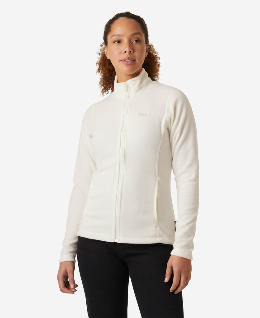 Image of a model wearing Outerwear. Product name - W DAYBREAKER FLEECE JACKET, Snow in Snow colour by brand - Helly Hansen