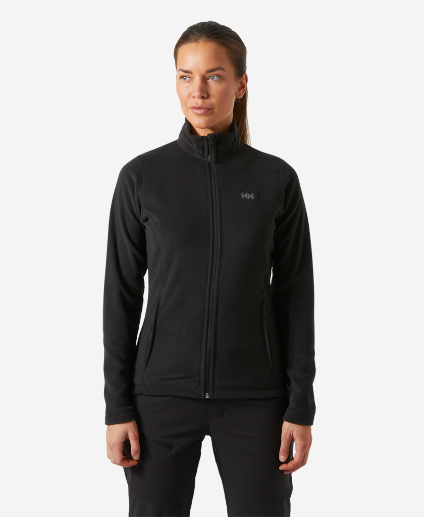 Image of a model wearing Outerwear. Product name - W DAYBREAKER FLEECE JACKET, 992 Black in Black colour by brand - Helly Hansen