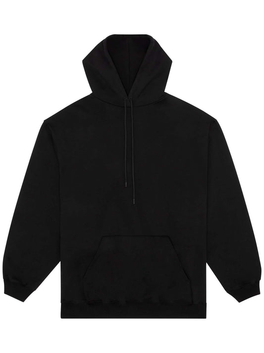 Image of a model wearing Outerwear. Productname: BALENCIAGA Classic Back Logo Hoodie in BLACK colour by brand - BALENCIAGA