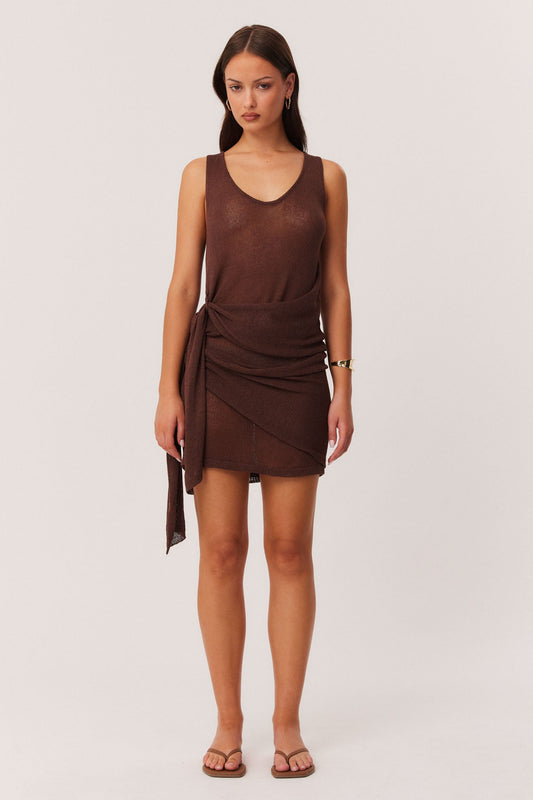 SNDYS MINDY WRAP MINI SKIRT (Chocolate)