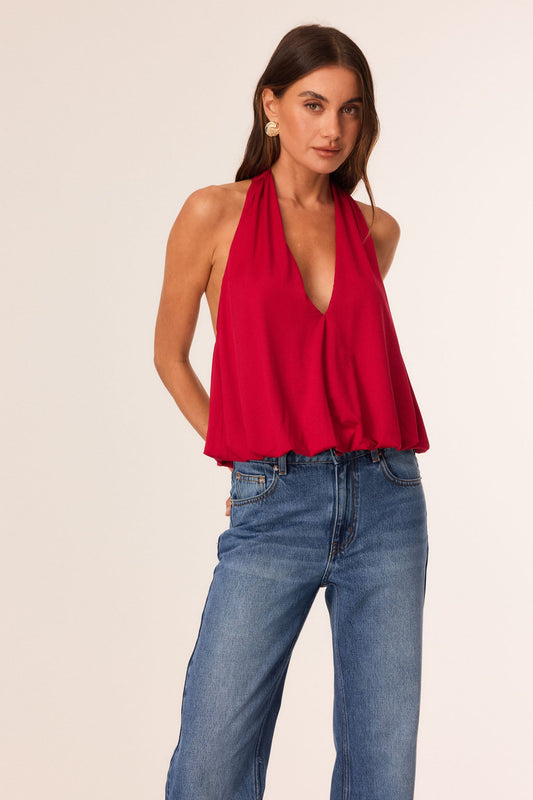 Image of a model wearing Tops. Productname: SNDYS TAKODA TOP in Red colour by brand - SNDYS