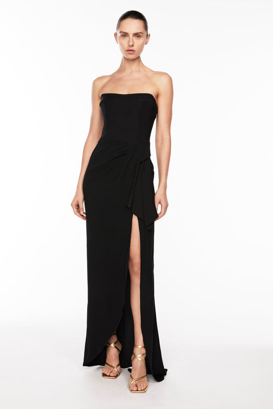 Image of Dresses. Productname: Asymmetrical Games Strapless Gown in Black colour by brand - Manning Cartell
