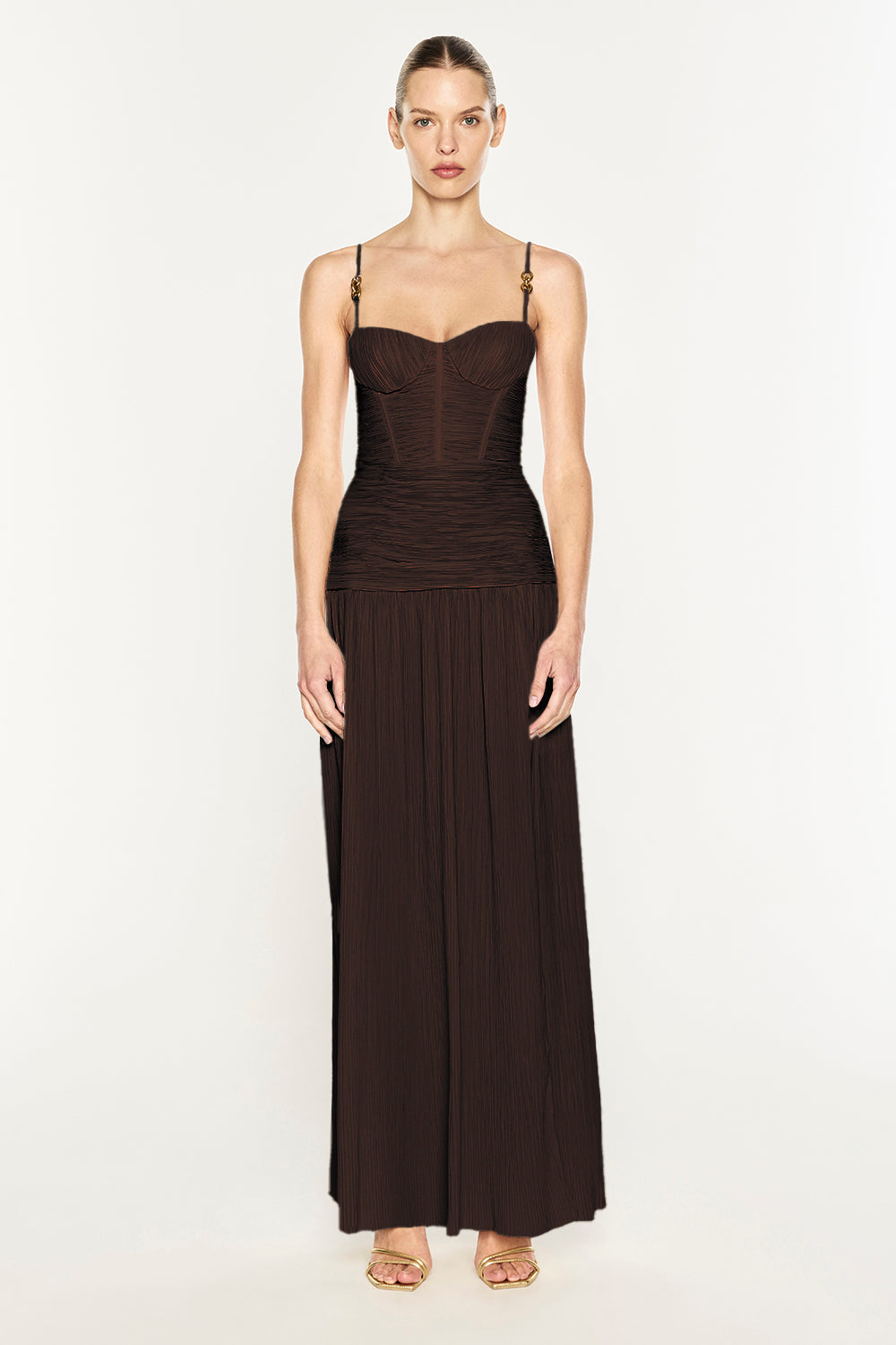 Double Time Pleat Dress (Dark Chocolate)