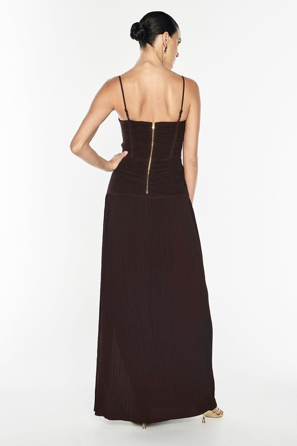 Double Time Pleat Dress (Dark Chocolate)