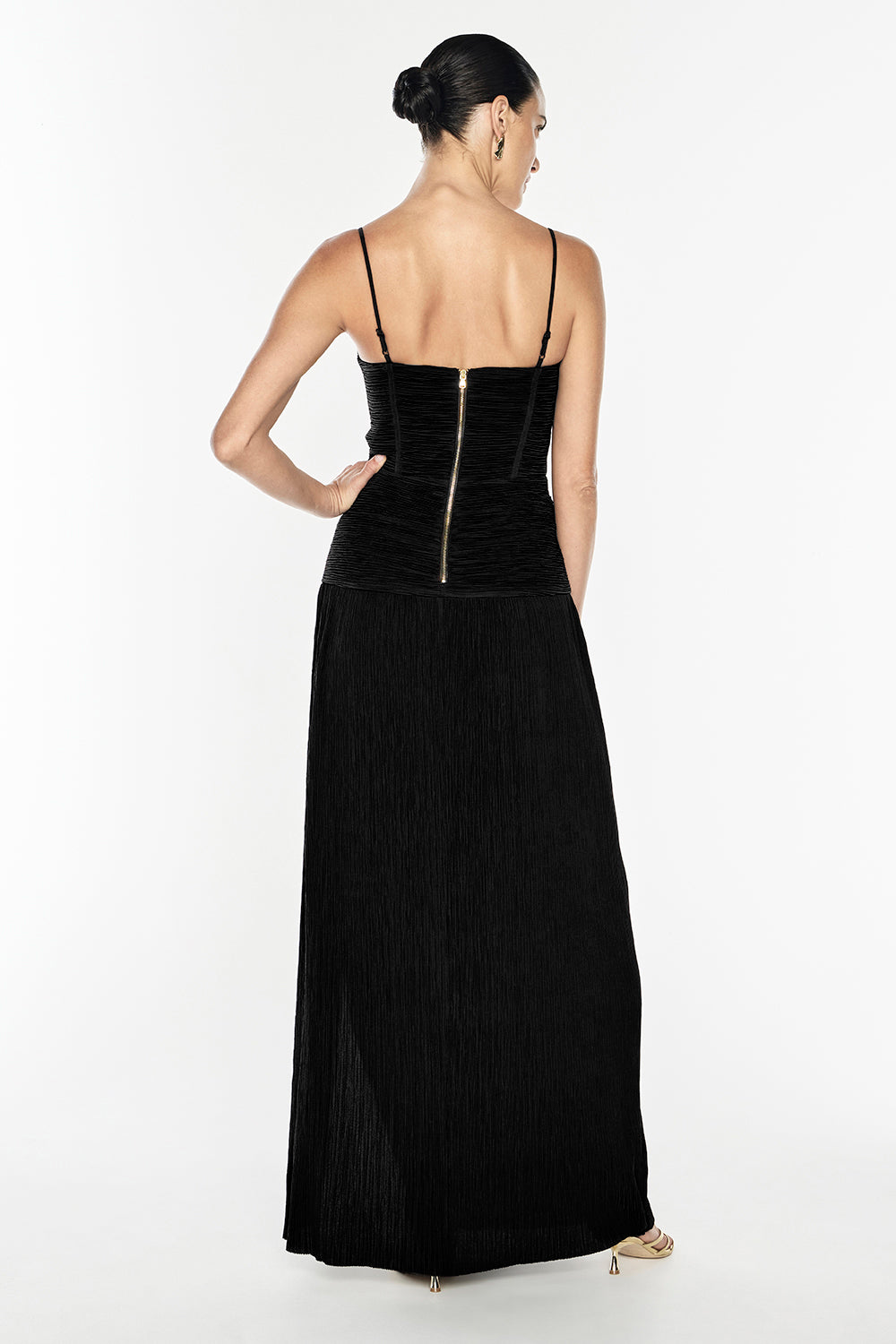 Double Time Pleat Dress (Black)
