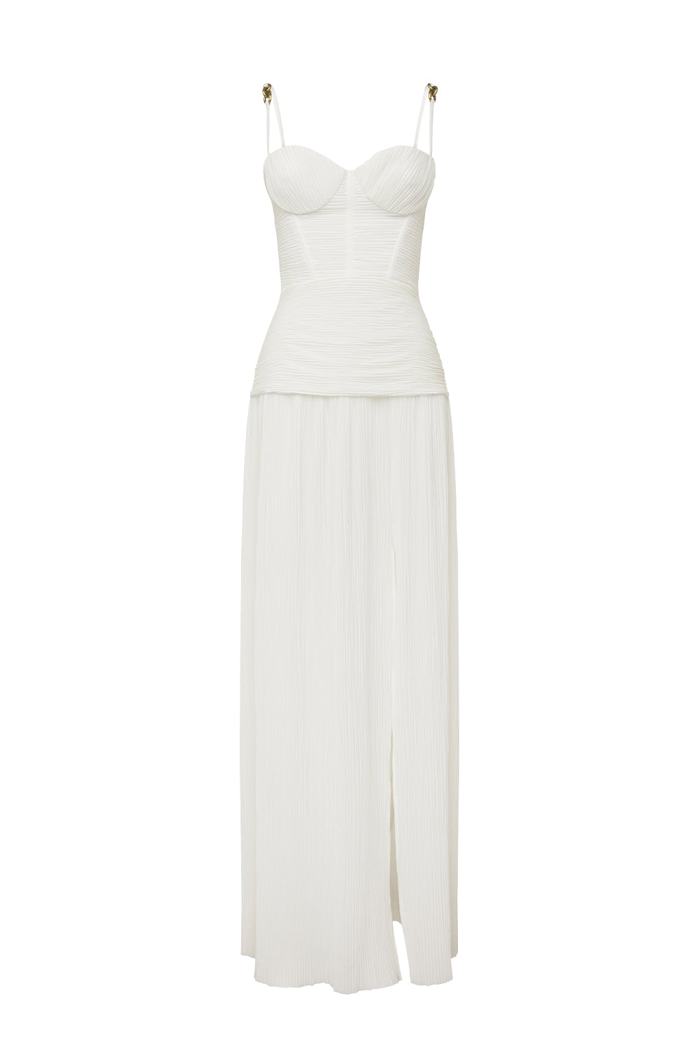 Double Time Pleat Dress (White)