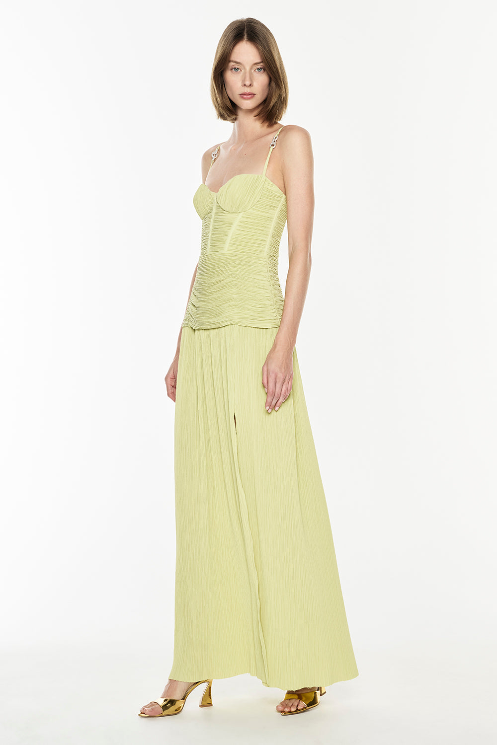 Double Time Pleat Dress (Pistachio)
