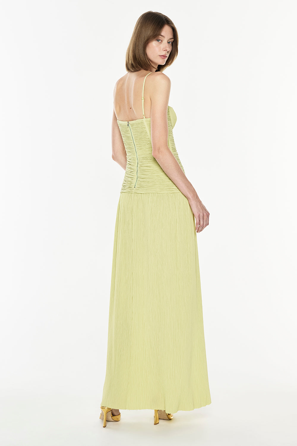 Double Time Pleat Dress (Pistachio)