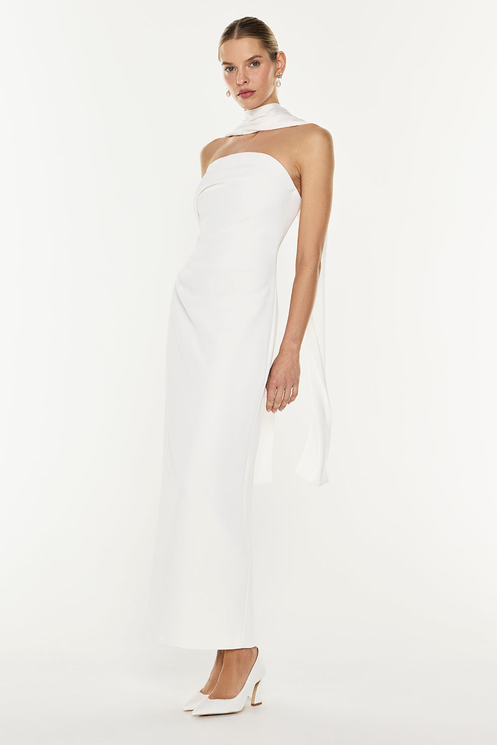 Image of Dresses. Productname: Fast Forward Strapless Dress in White colour by brand - Manning Cartell