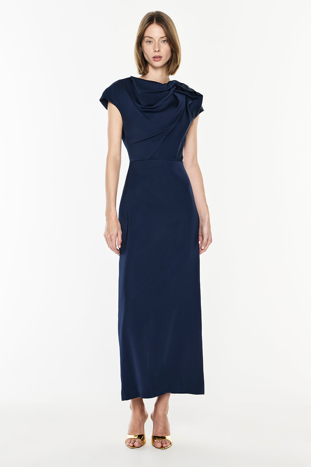 Image of Dresses. Productname: Grand Illusion Maxi Gown in Navy colour by brand - Manning Cartell