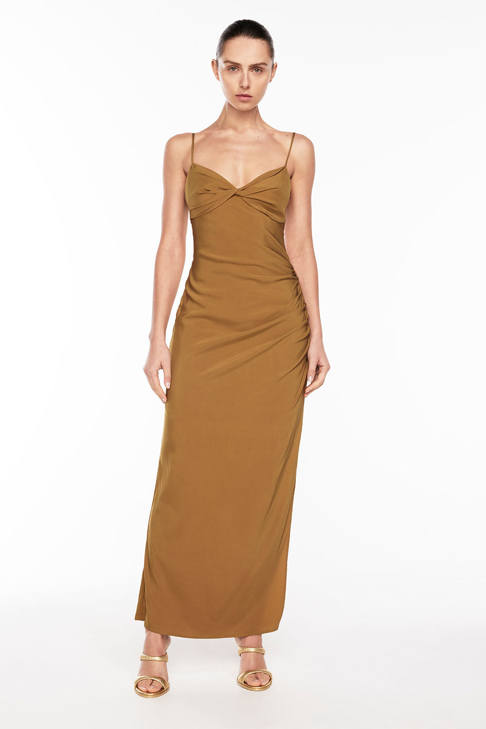Image of Dresses. Productname: Dial It Up Backless Dress in Bronze colour by brand - Manning Cartell
