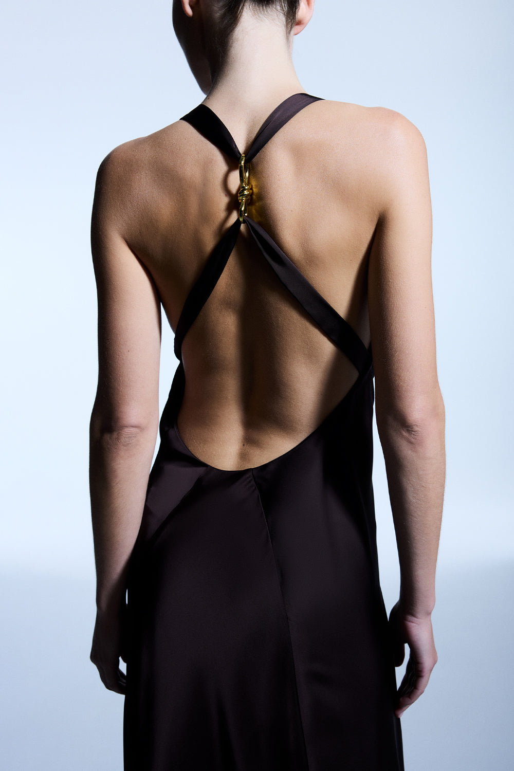 Image of Dresses. Productname: Charmed Cowl Slip Dress in Dark Chocolate colour by brand - Manning Cartell
