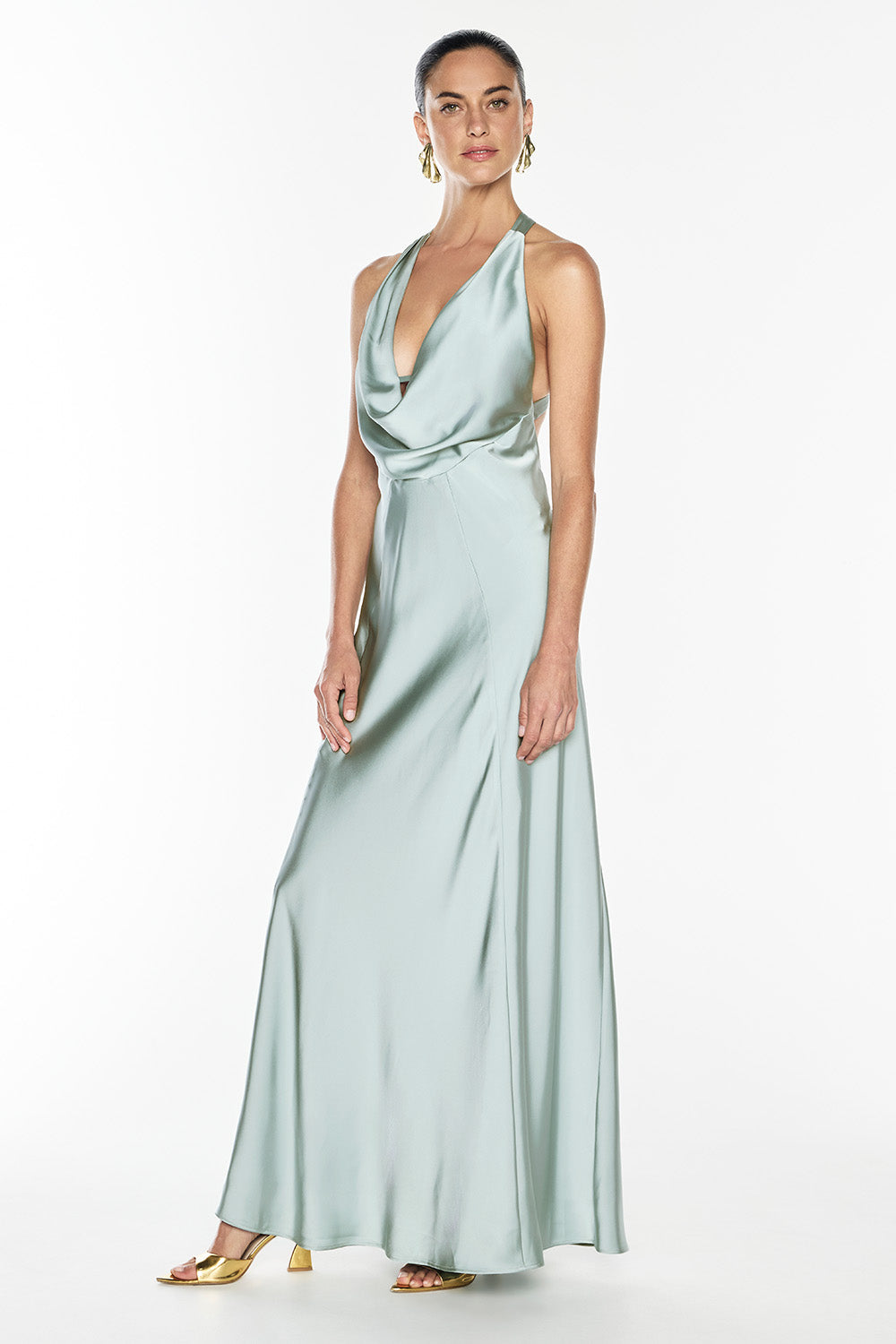 Charmed Cowl Slip Dress (Minted Sage)