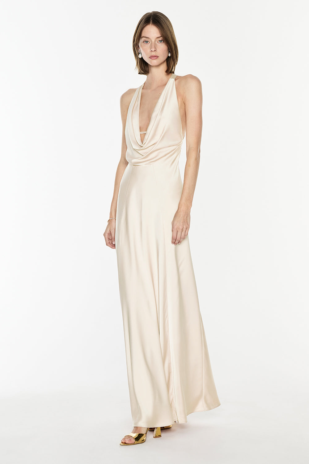 Charmed Cowl Slip Dress (Champagne)