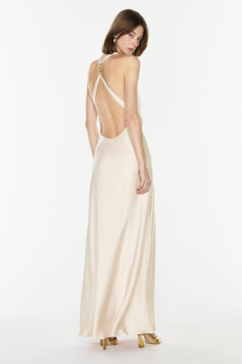 Charmed Cowl Slip Dress (Champagne)