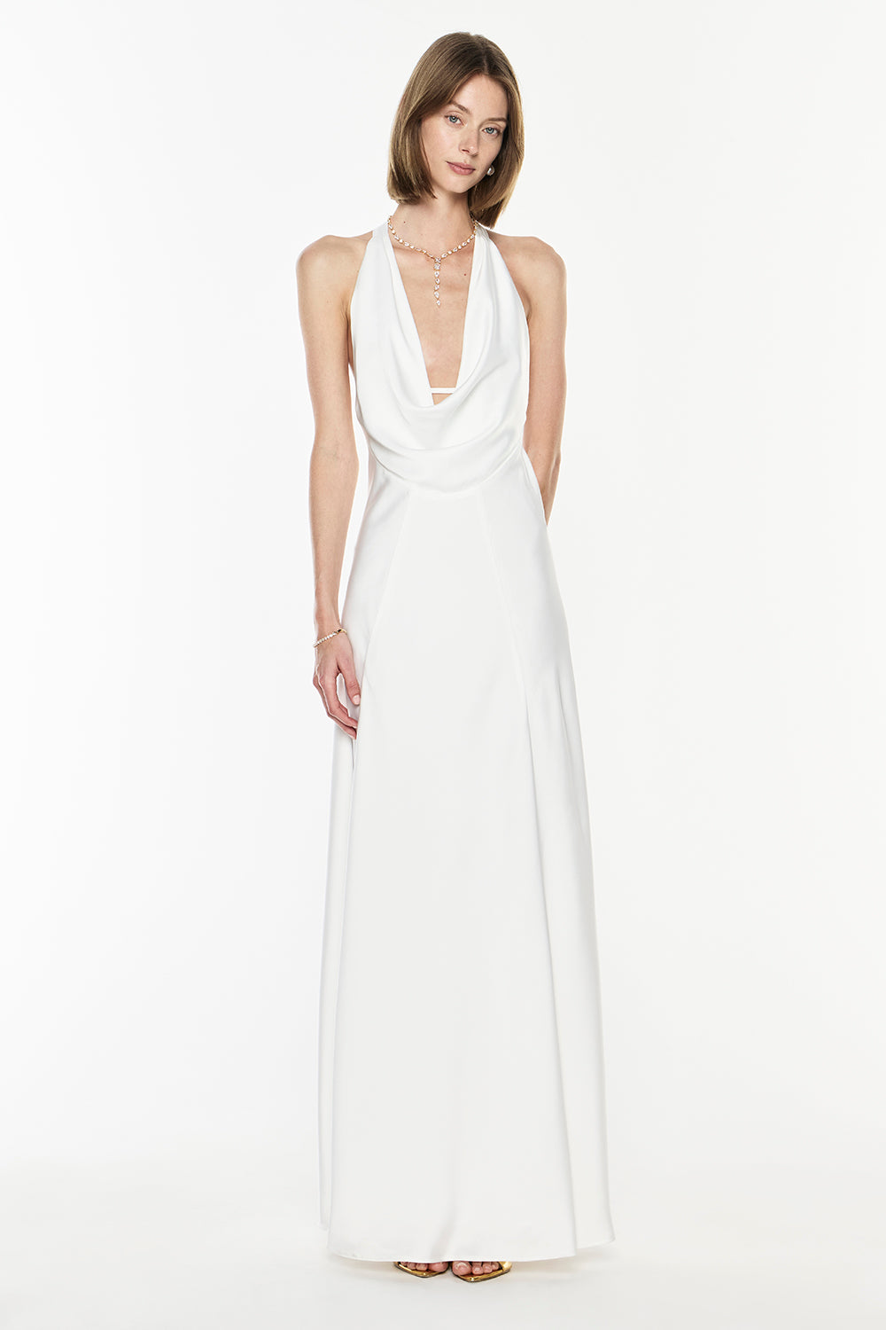 Image of Dresses. Productname: Charmed Cowl Slip Dress in White colour by brand - Manning Cartell