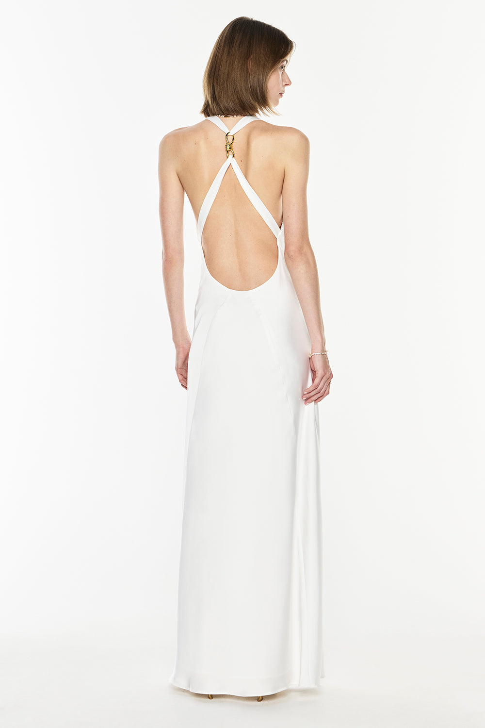 Charmed Cowl Slip Dress (White)