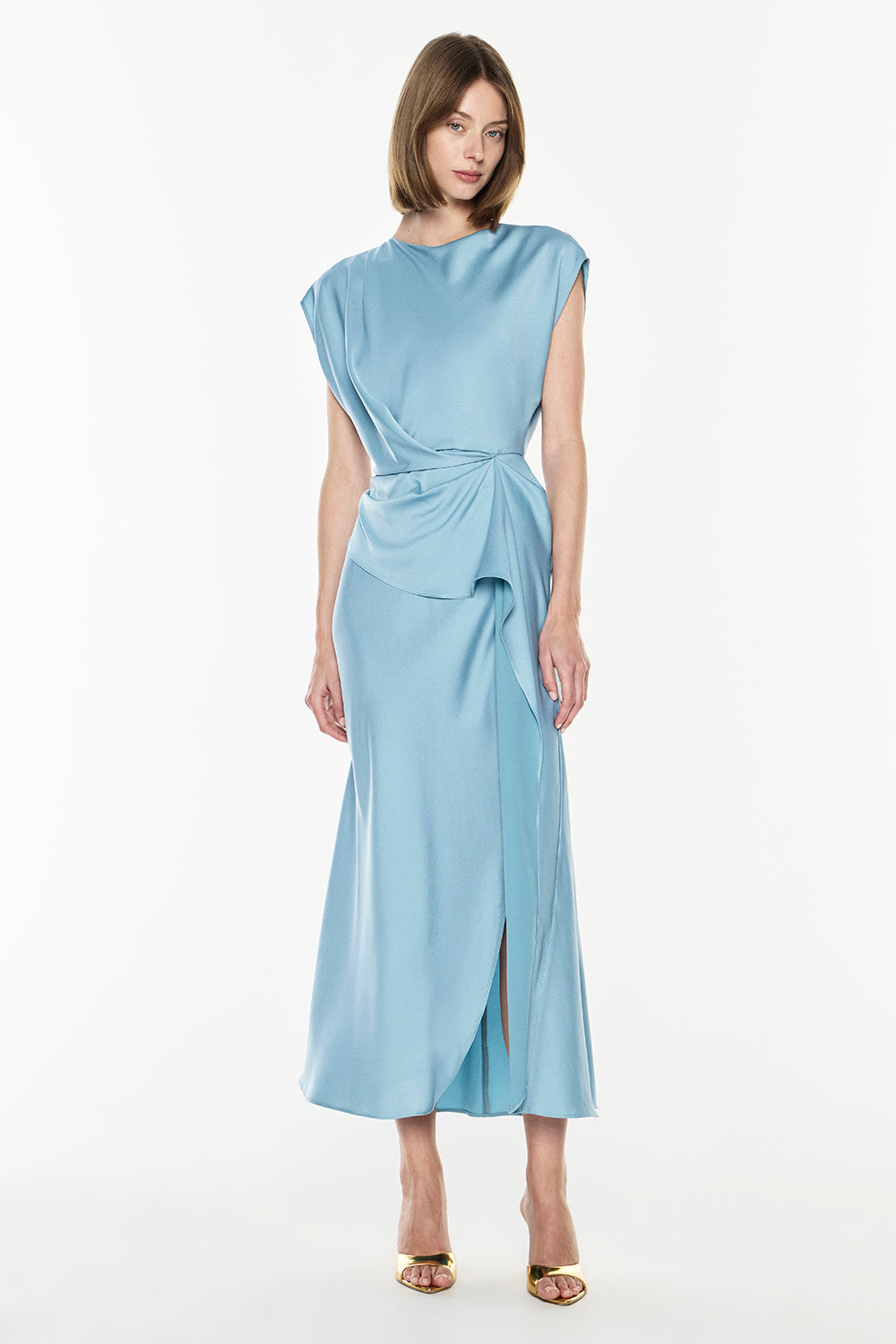 Fluid Notion Drape Dress (Tiffany Blue)