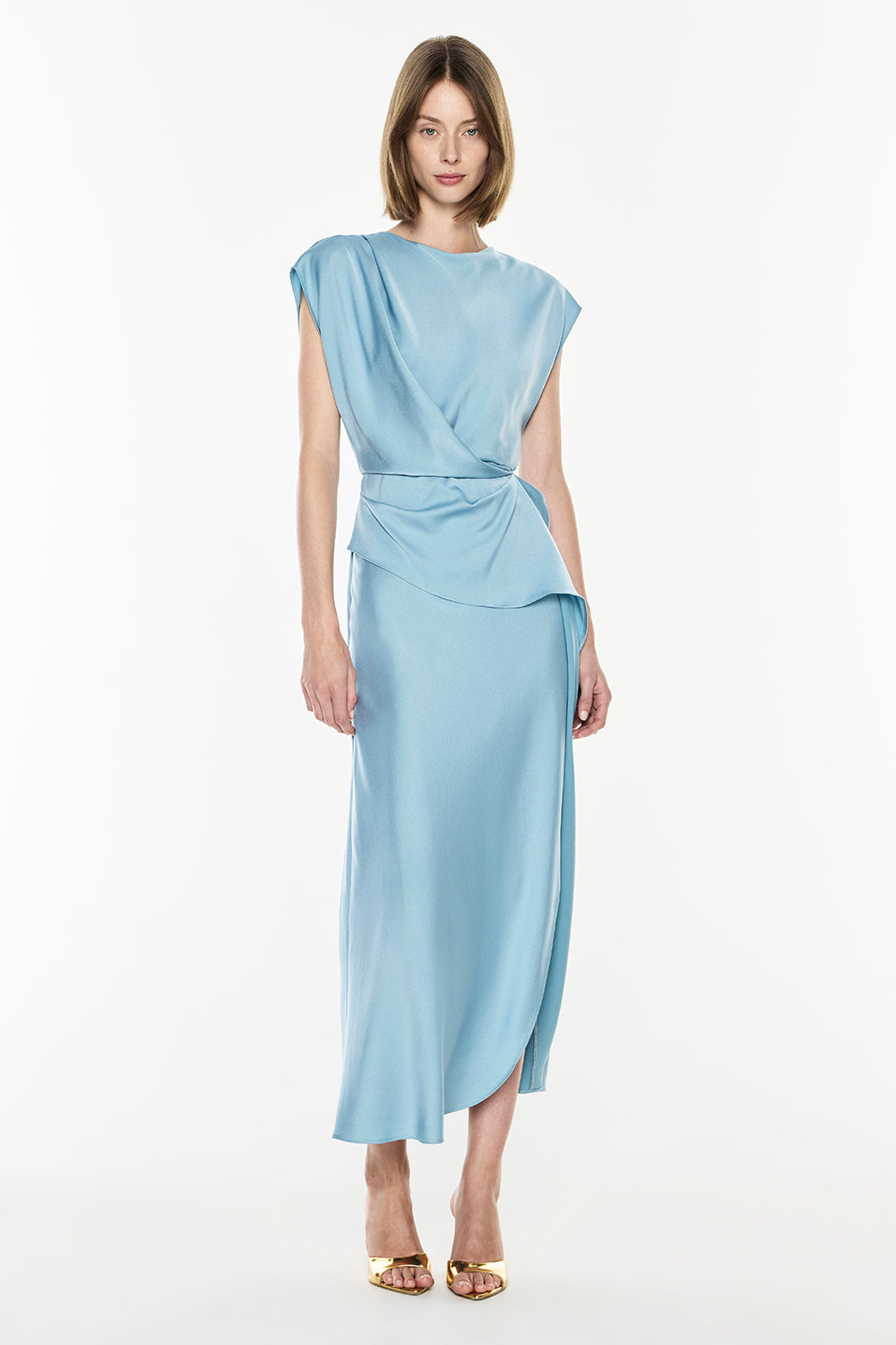 Fluid Notion Drape Dress (Tiffany Blue)