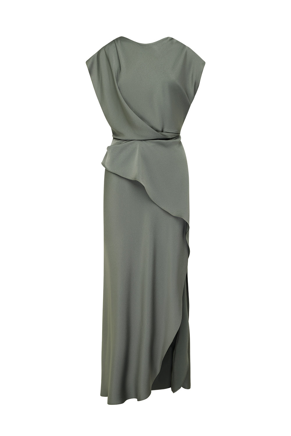 Fluid Notion Drape Dress (Dark Sage)