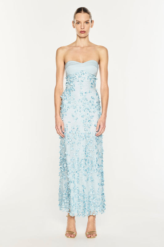 Image of Dresses. Product name - Enchantment Balconette Dress in Dove Blue colour by brand - MANNING CARTELL