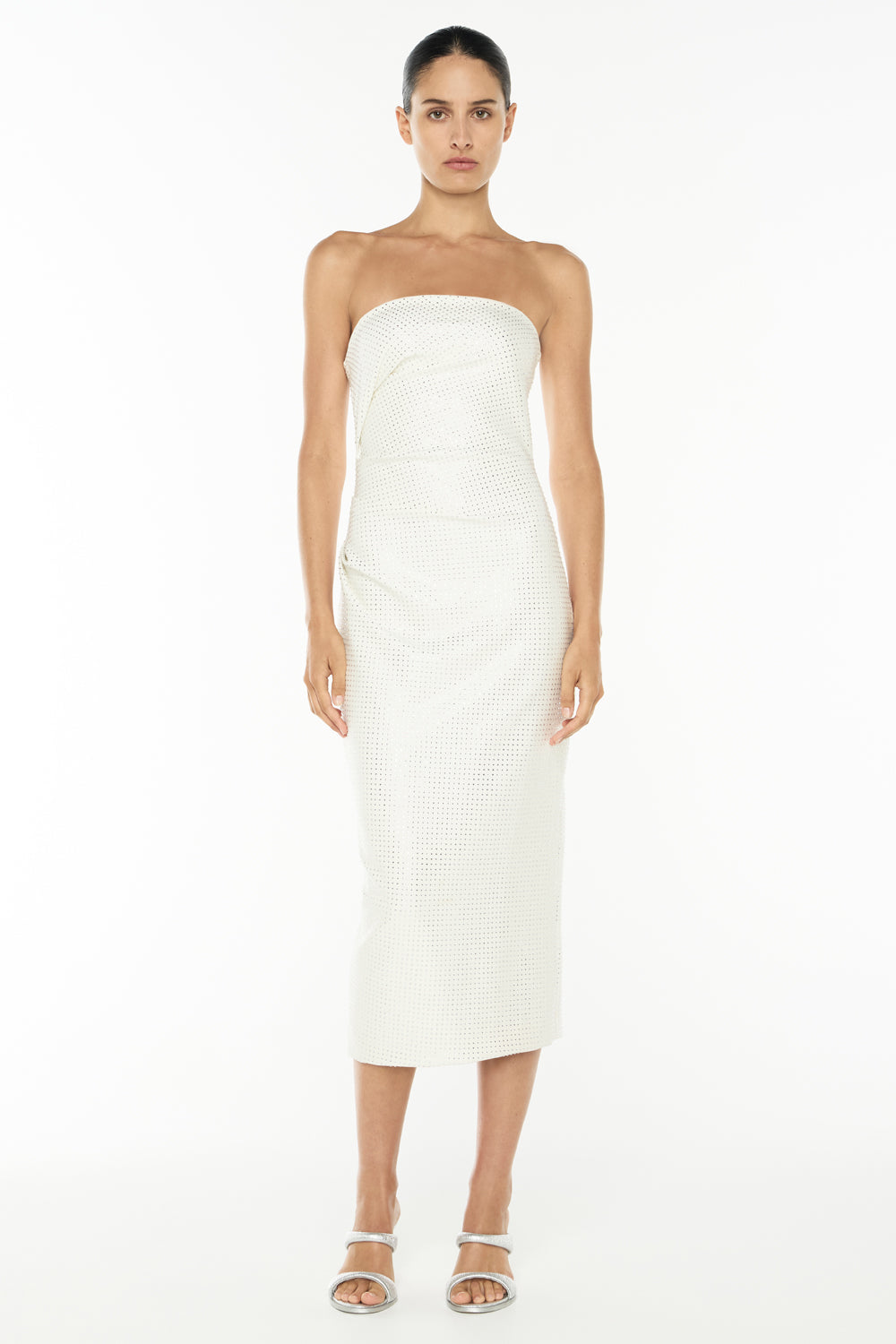Image of Dresses. Productname: Diamante Brilliante Strapless Dress in White colour by brand - Manning Cartell