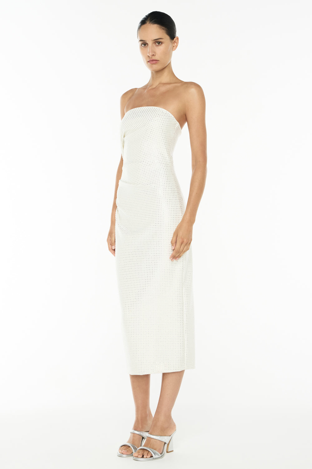 Diamante Brilliante Strapless Dress (White)