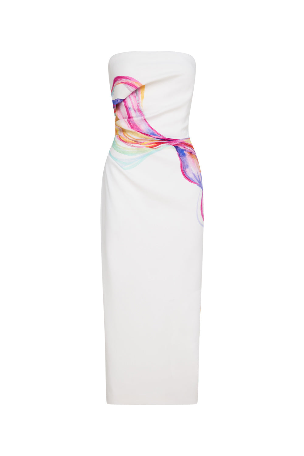 Vibrations Strapless Dress (White Multi)