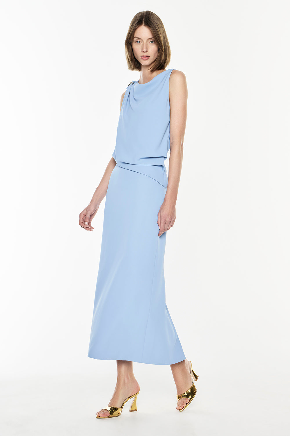 High Times Drape Dress (Sky Blue)