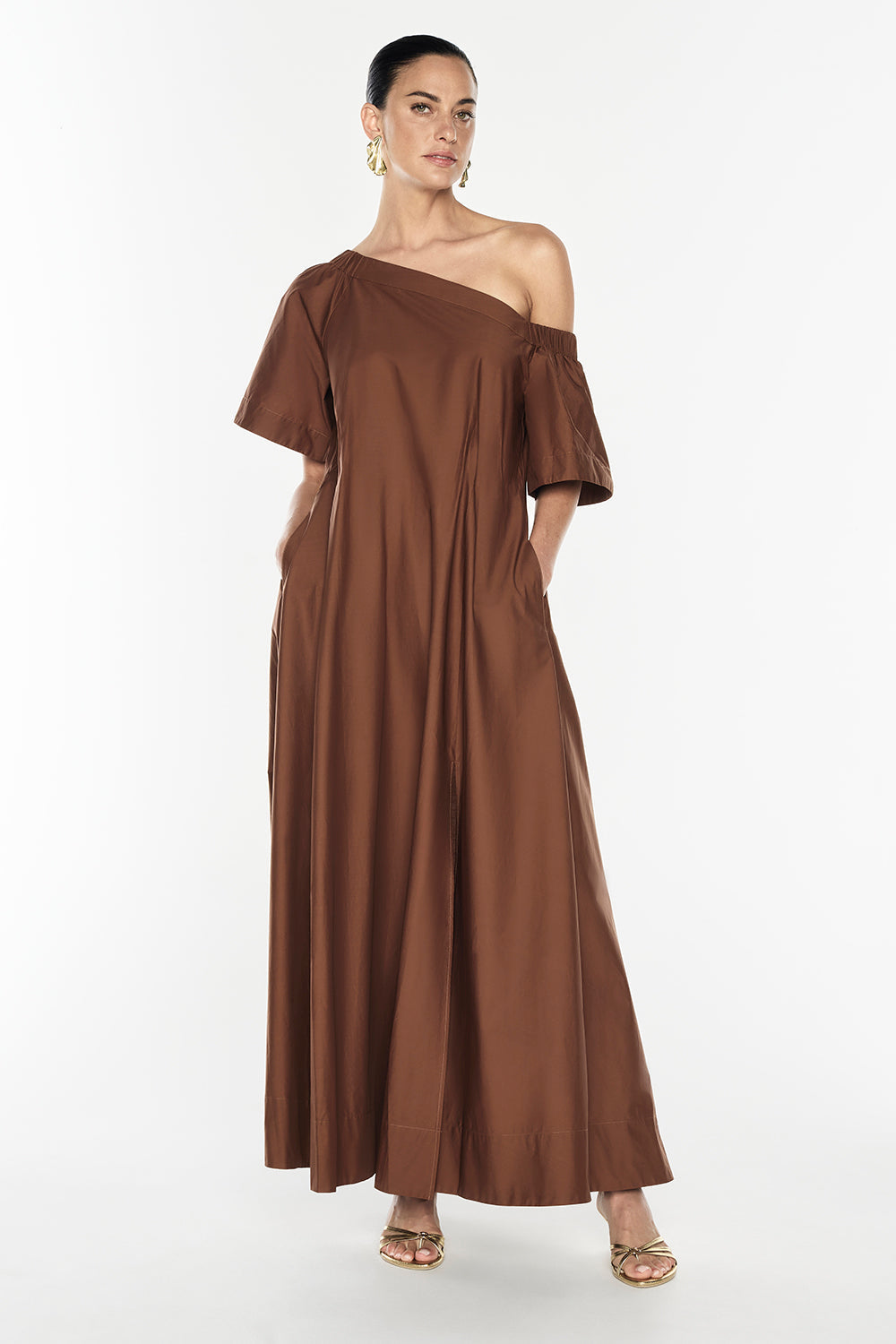 Provence Off Shoulder Dress (Cognac)