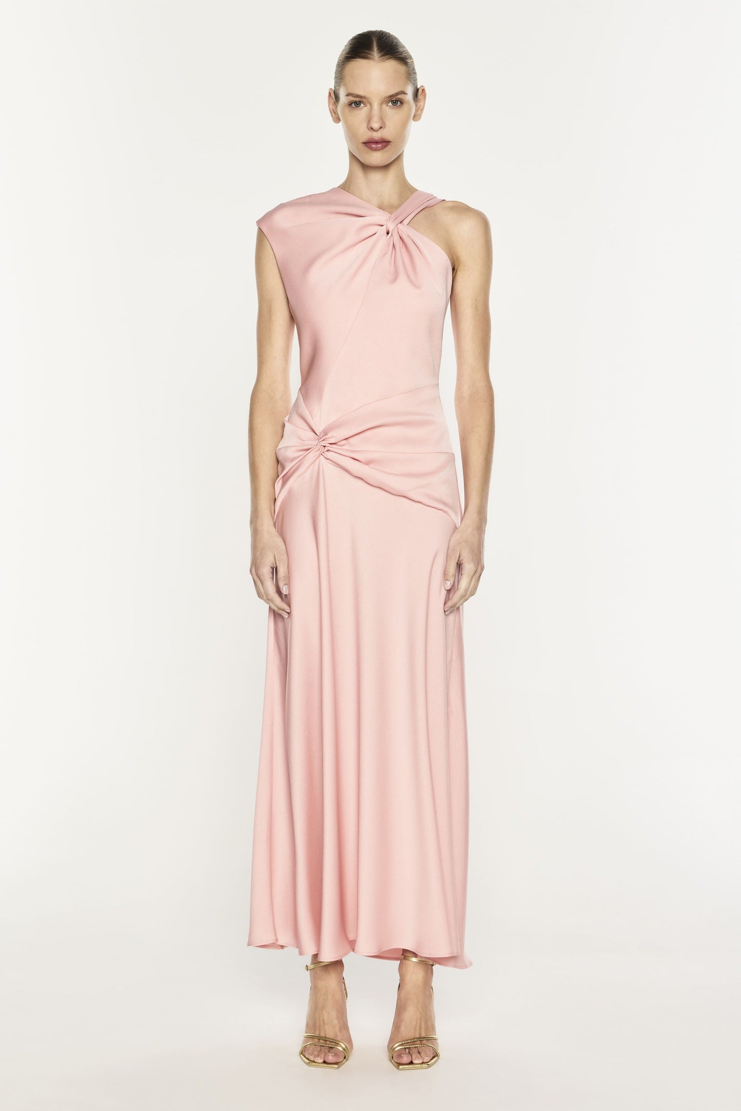 Image of Dresses. Product name - Your Song Drape Dress in Pink colour by brand - MANNING CARTELL