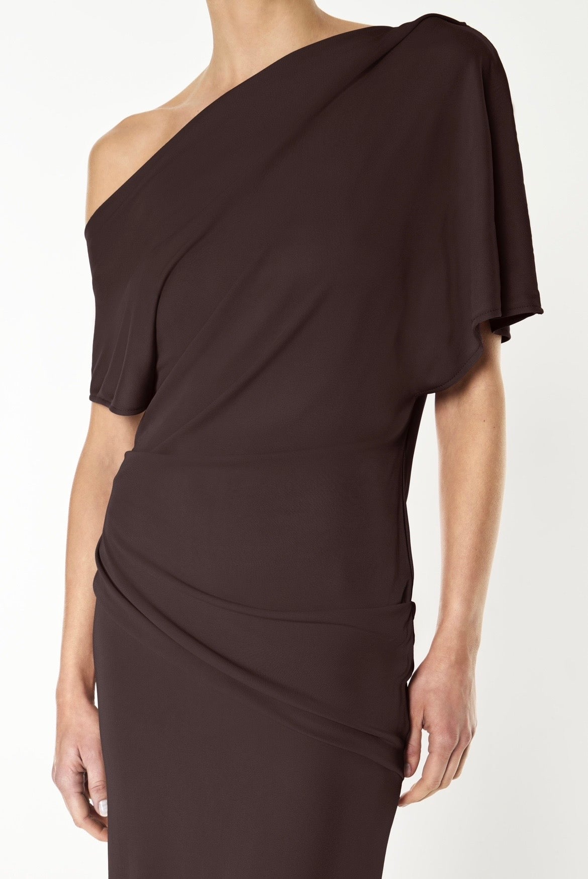 Sweet Days Drape Dress (Mocha Brown)
