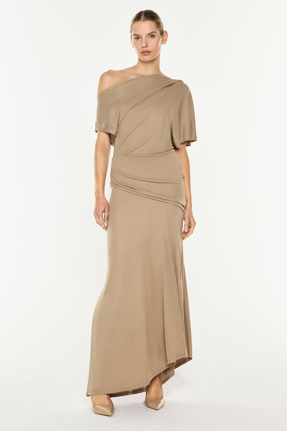 Sweet Days Drape Dress (Taupe)