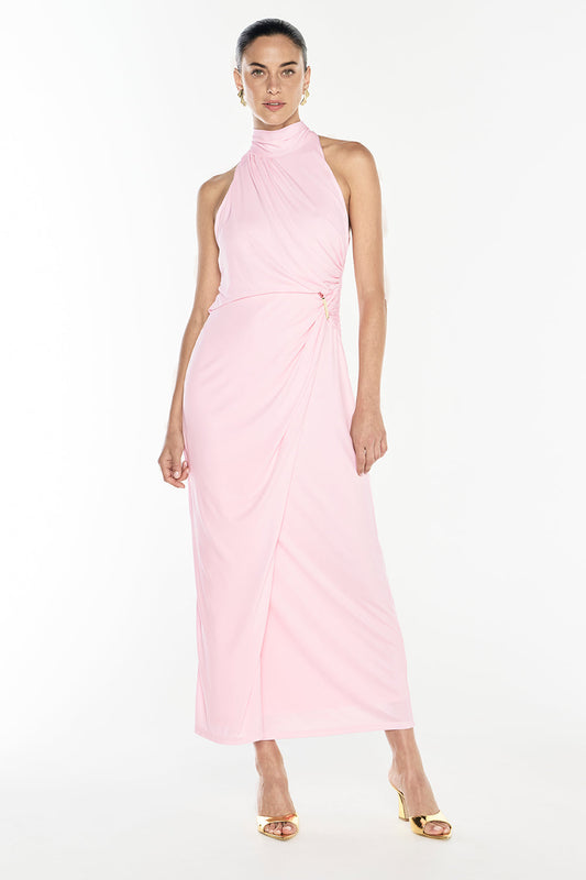Image of a model wearing Tops. Productname: Sweet Days Halter Dress in Petal Pink colour by brand - Manning Cartell