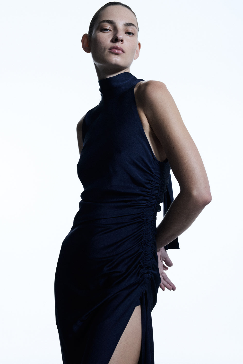Image of Dresses. Productname: Twilights Kiss Racer Dress in Midnight Navy colour by brand - Manning Cartell
