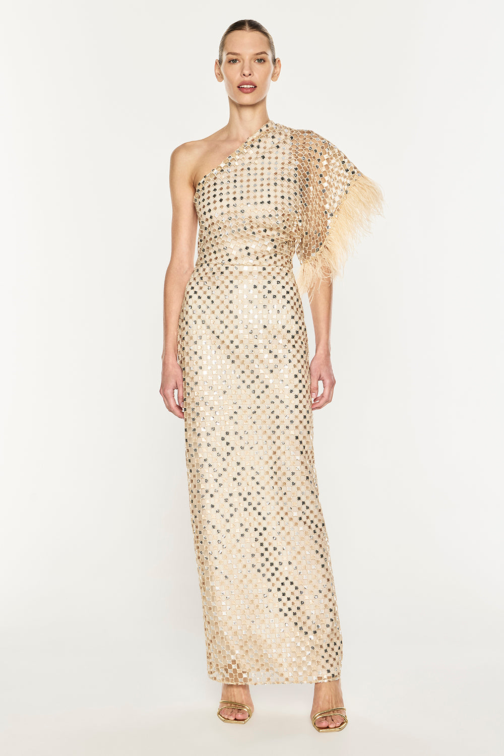Checkerboard Sequin Gown (Nougat)