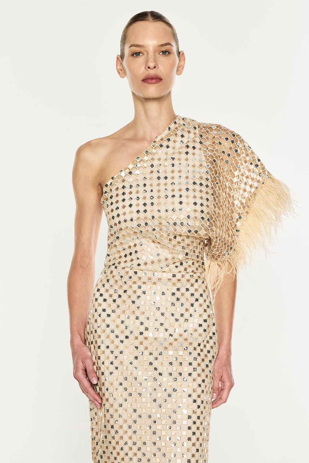 Checkerboard Sequin Gown (Nougat)
