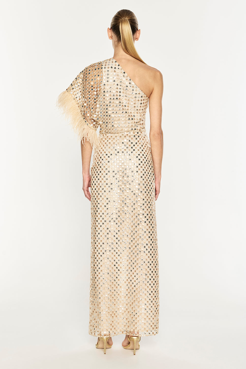 Checkerboard Sequin Gown (Nougat)