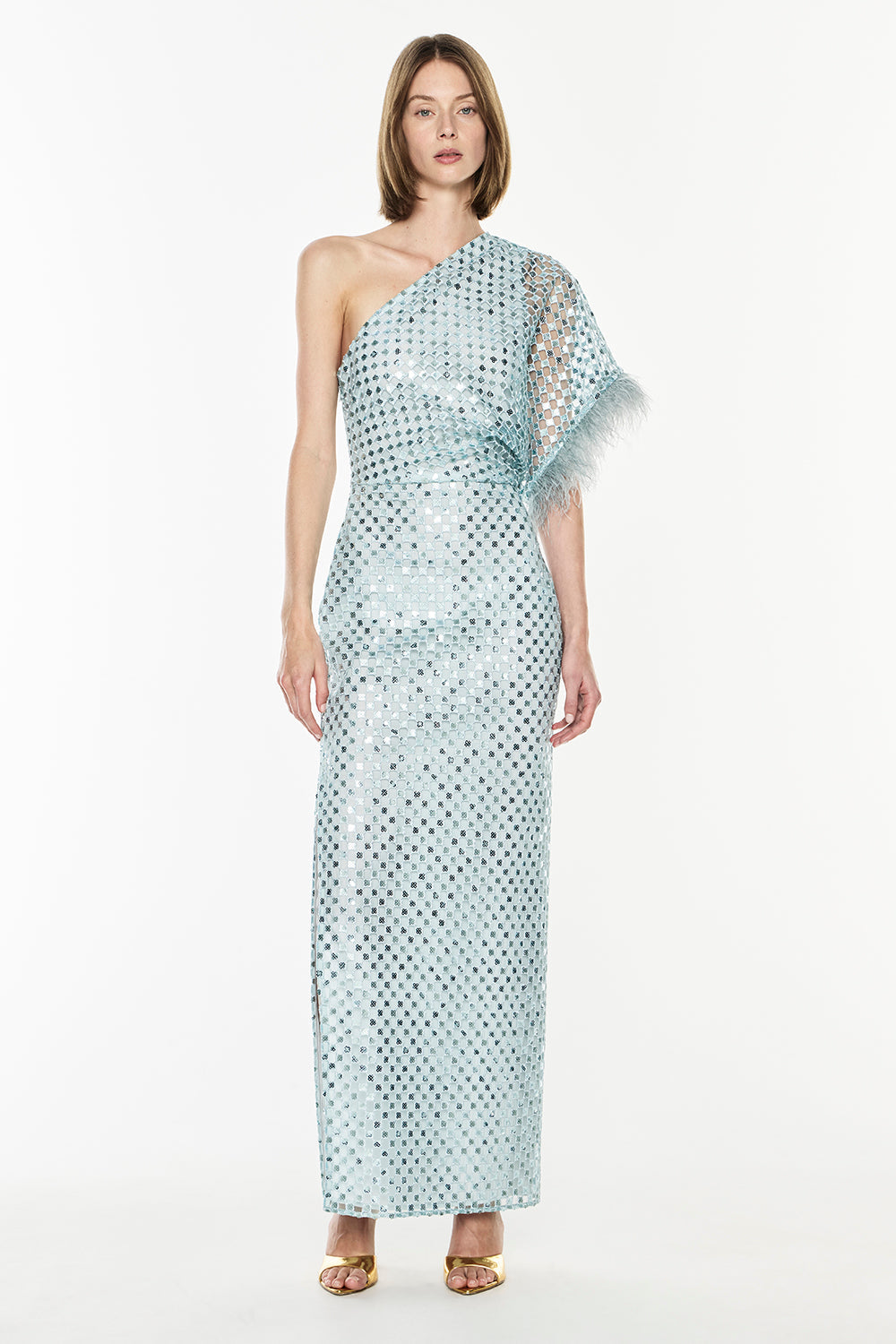 Checkerboard Sequin Gown (Minted Sage)